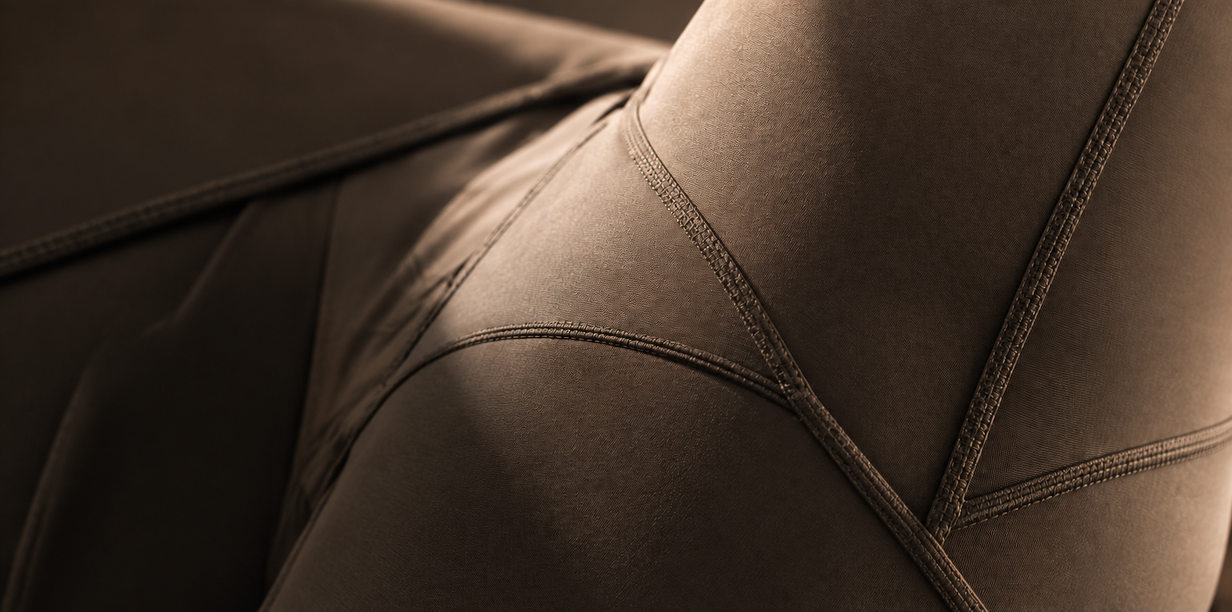 Macro detail of activewear fabric and seam construction